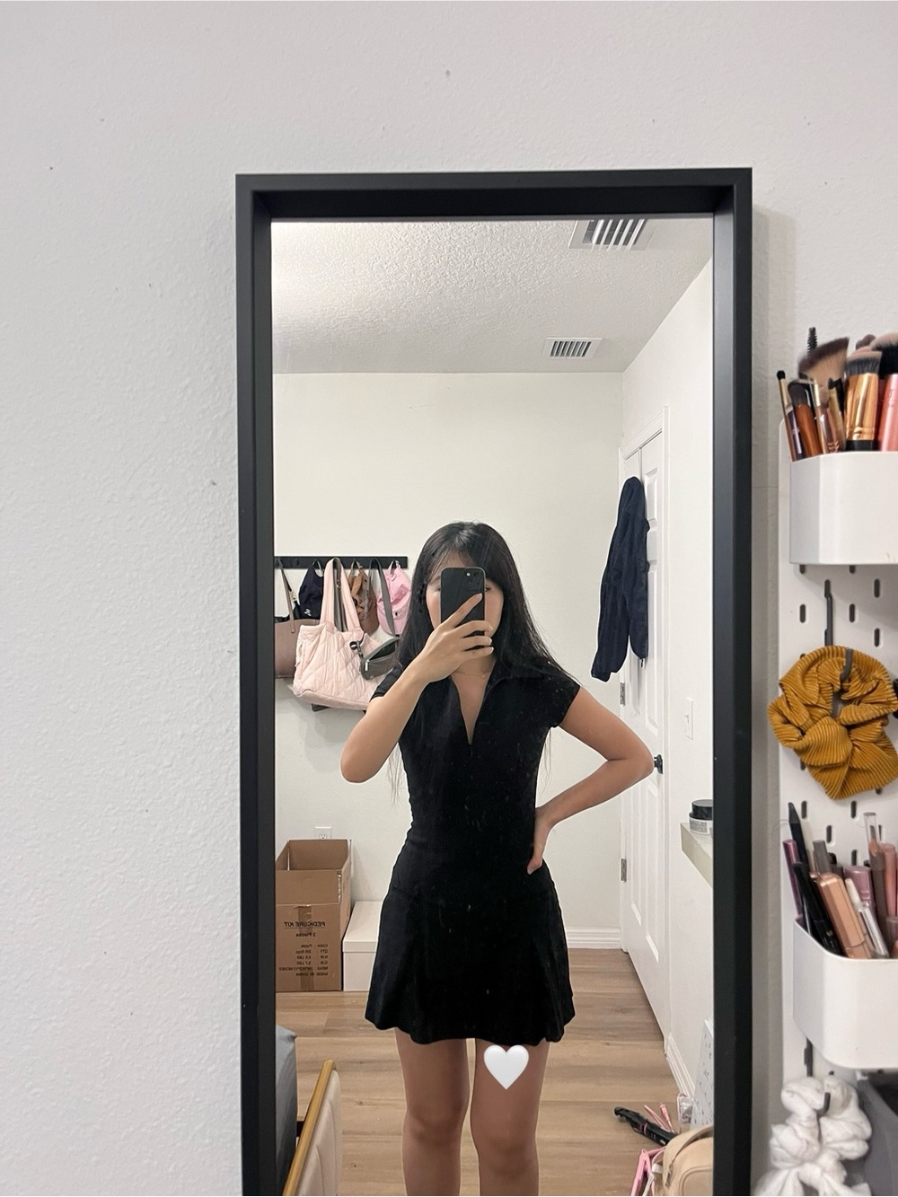 Zara Black Zip-Front Collared Top